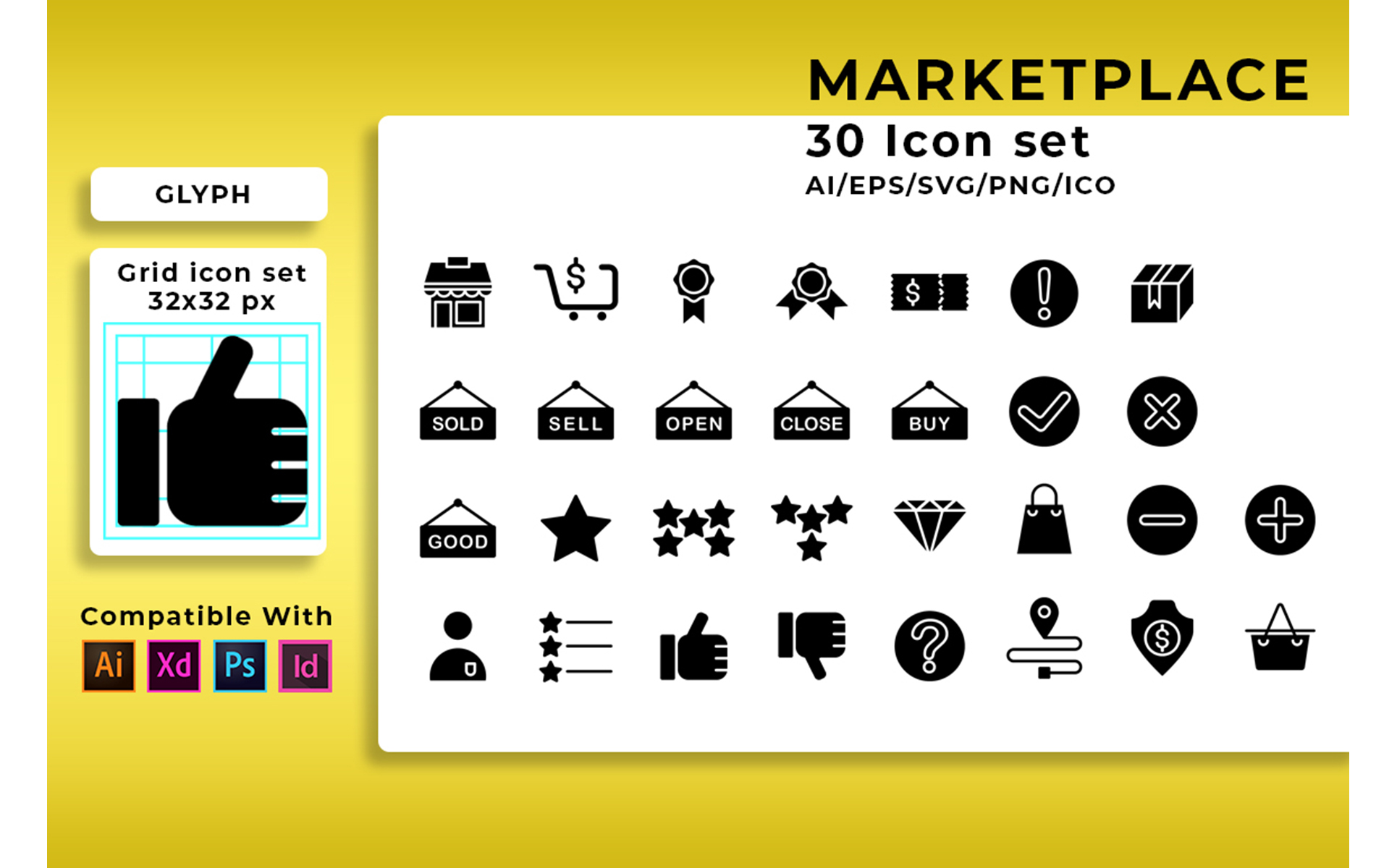 Download Набор иконок "Marketplace Set Icon" / Marketplace Set Icon - Набор иконок на тему графика marketplace,online,icon,cart,store,set,web,payment,vector,gift,internet,commerce,discount,delivery,market,money,shop,illustration,outline,price