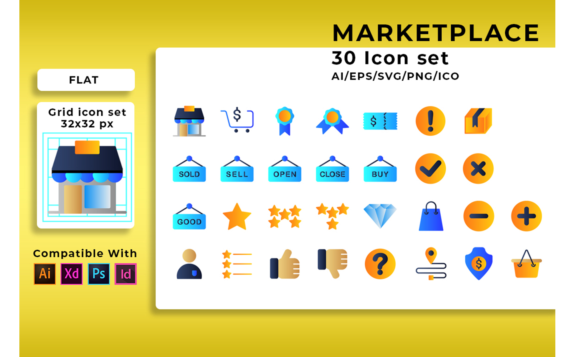 Download Набор иконок "Marketplace Set Icon" / Marketplace Set Icon - Набор иконок на тему графика marketplace,online,icon,cart,store,set,web,payment,vector,gift,internet,commerce,discount,delivery,market,money,shop,illustration,outline,price