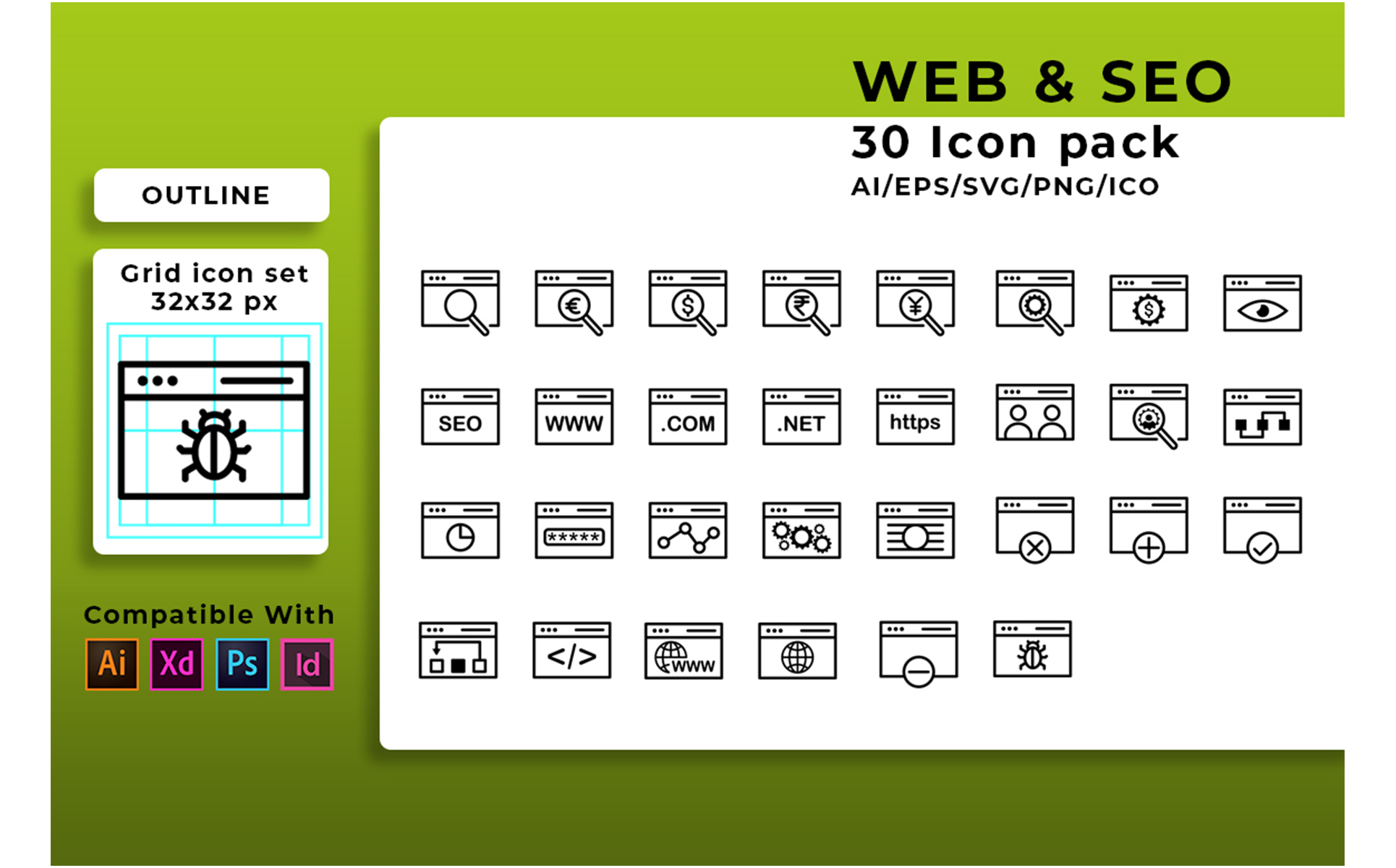 Download Набор иконок "Web And Seo Set Icon" / Web And Seo Set Icon - Набор иконок на тему графика seo,vector,web,business,icon,symbol,illustration,set,media,technology,social,sign,internet,design,marketing,website,network,optimization,development,mobile