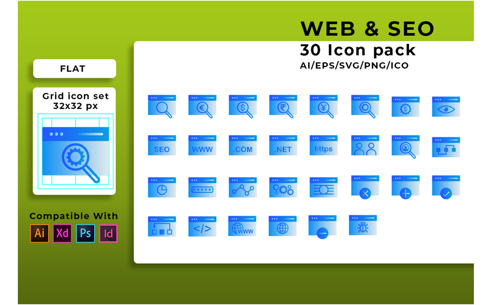 Download Набор иконок "Web And Seo Set Icon" / Web And Seo Set Icon - Набор иконок на тему графика seo,vector,web,business,icon,symbol,illustration,set,media,technology,social,sign,internet,design,marketing,website,network,optimization,development,mobile