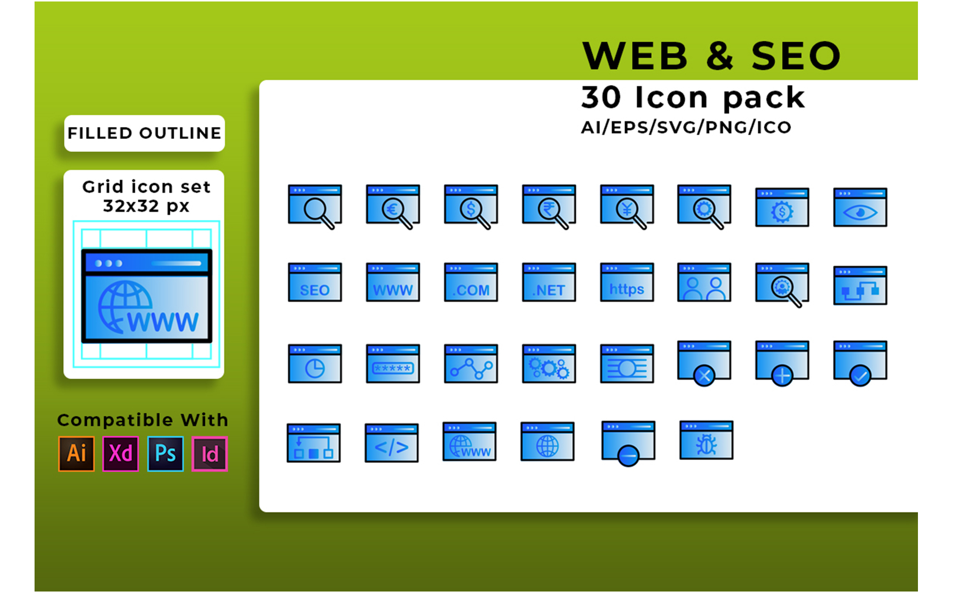 Download Набор иконок "Web And Seo Set Icon" / Web And Seo Set Icon - Набор иконок на тему графика seo,vector,web,business,icon,symbol,illustration,set,media,technology,social,sign,internet,design,marketing,website,network,optimization,development,mobile