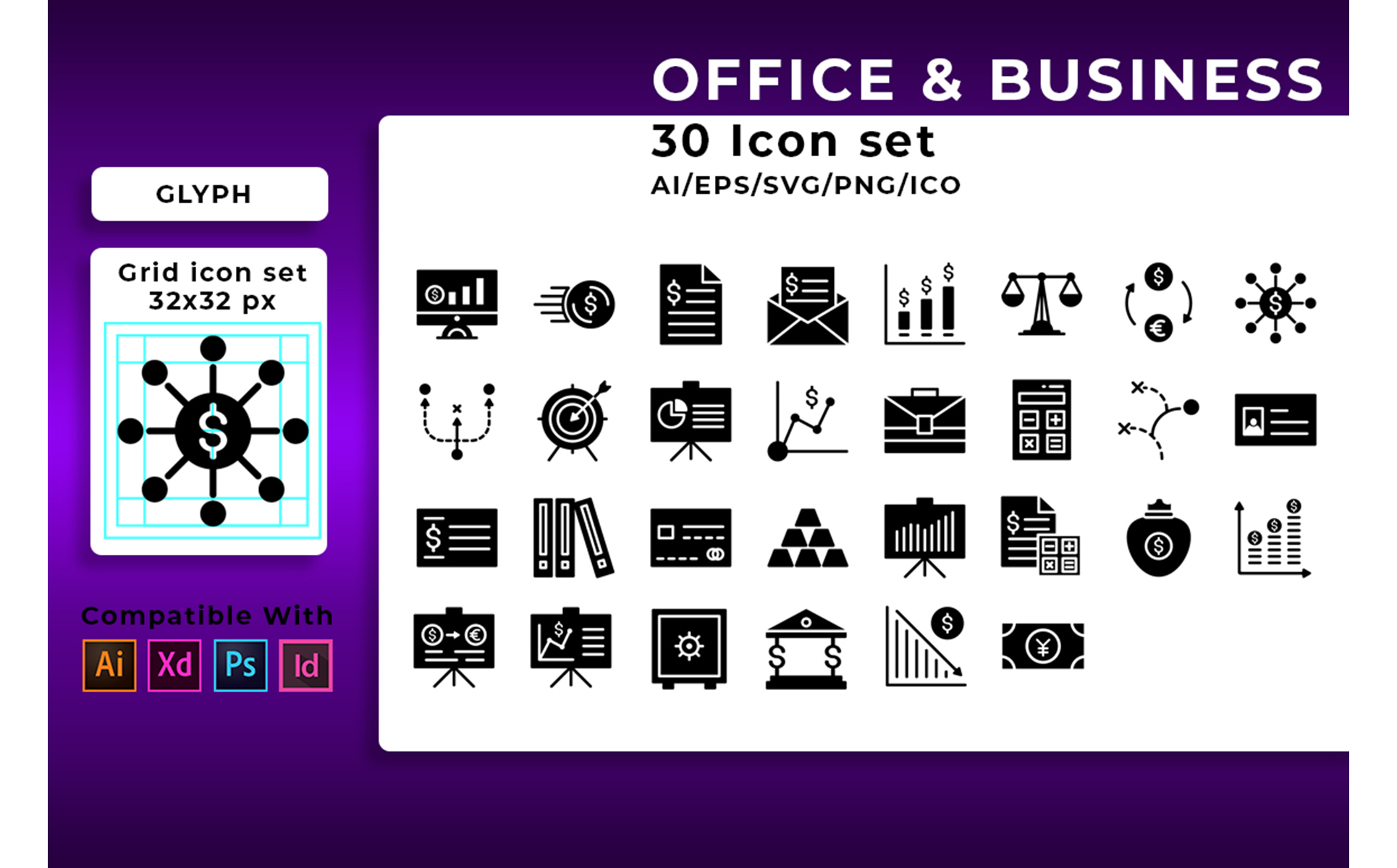 Download Набор иконок "Office And Business Set Icon" / Office And Business Set Icon - Набор иконок на тему графика business,office,finance,icon,money,vector,web,design,set,symbol,bank,management,computer,sign,flat,internet,illustration,technology,strategy,team