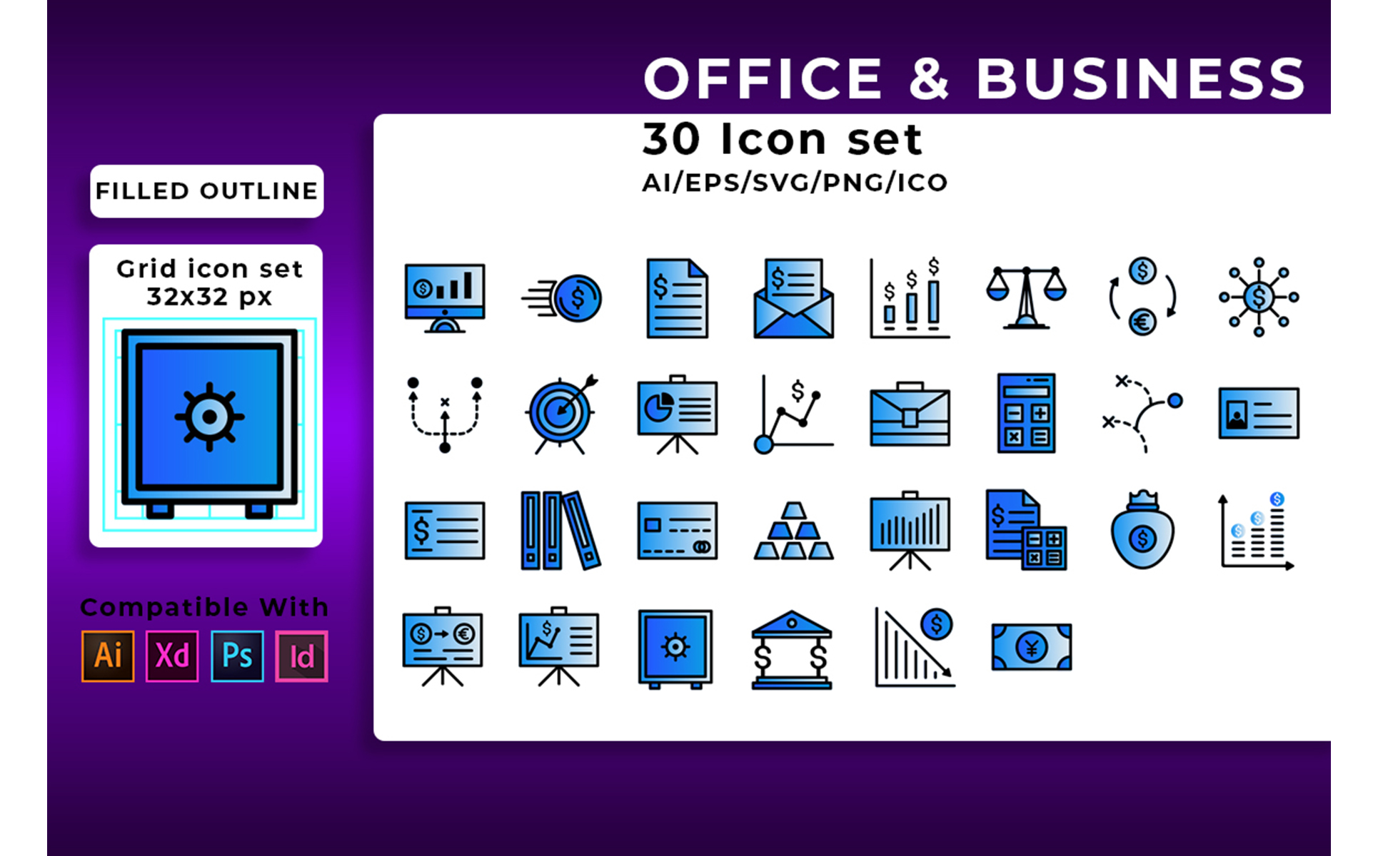 Download Набор иконок "Office And Business Set Icon" / Office And Business Set Icon - Набор иконок на тему графика business,office,finance,icon,money,vector,web,design,set,symbol,bank,management,computer,sign,flat,internet,illustration,technology,strategy,team