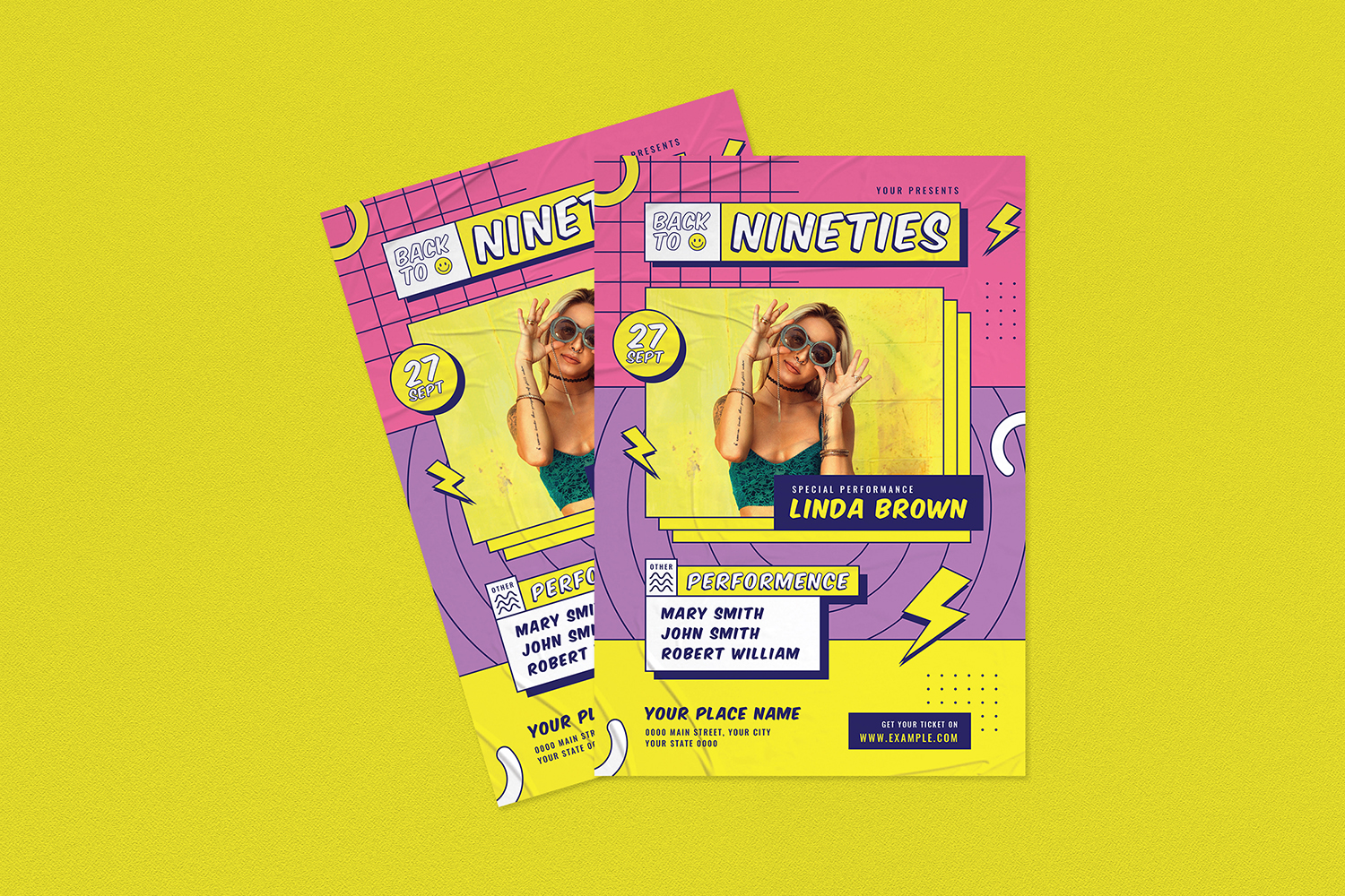 Download Фирменный стиль "90s Music Festival Flyer Set - Corporate Identity Template" / 90s Music Festival Flyer Set - Corporate Identity Template - Фирменный стиль на тему графика 90s flyer,club,concert flyer,dance,dancehall,disco,dj,electro,event,festival,flyer,illustration,indie,party,pop,post,poster,music