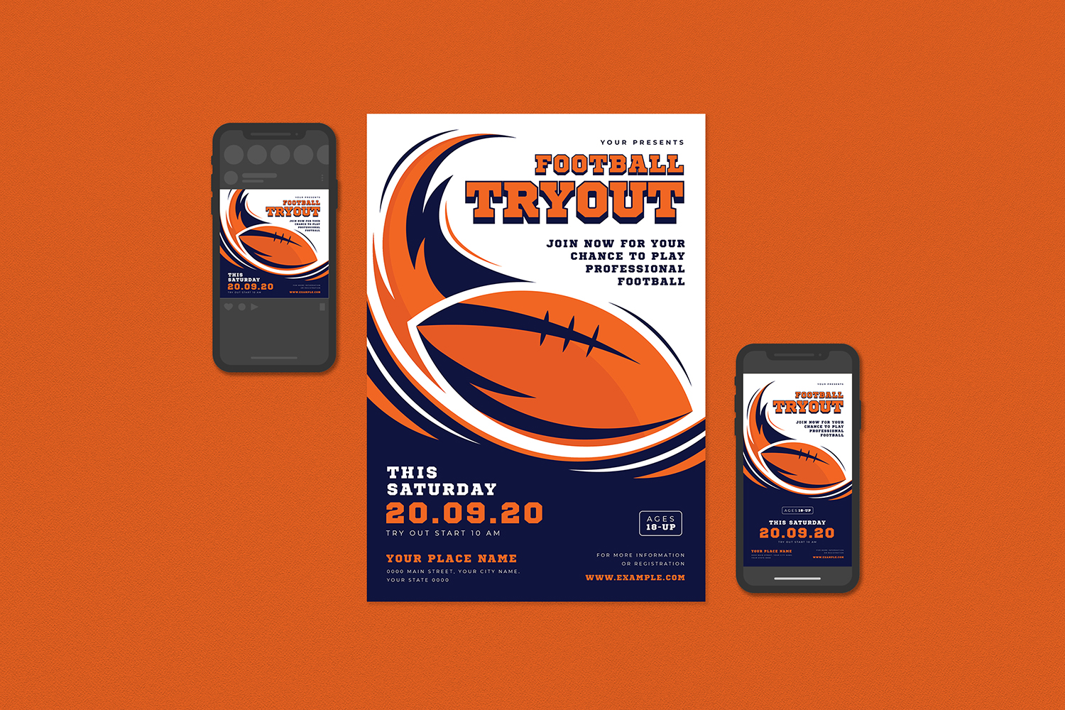 Download Фирменный стиль "Football Try Out Flyer Set - Corporate Identity Template" / Football Try Out Flyer Set - Corporate Identity Template - Фирменный стиль на тему графика ad,club,college,flyer,football,game,leaflet,league,men,nfl,open,pro