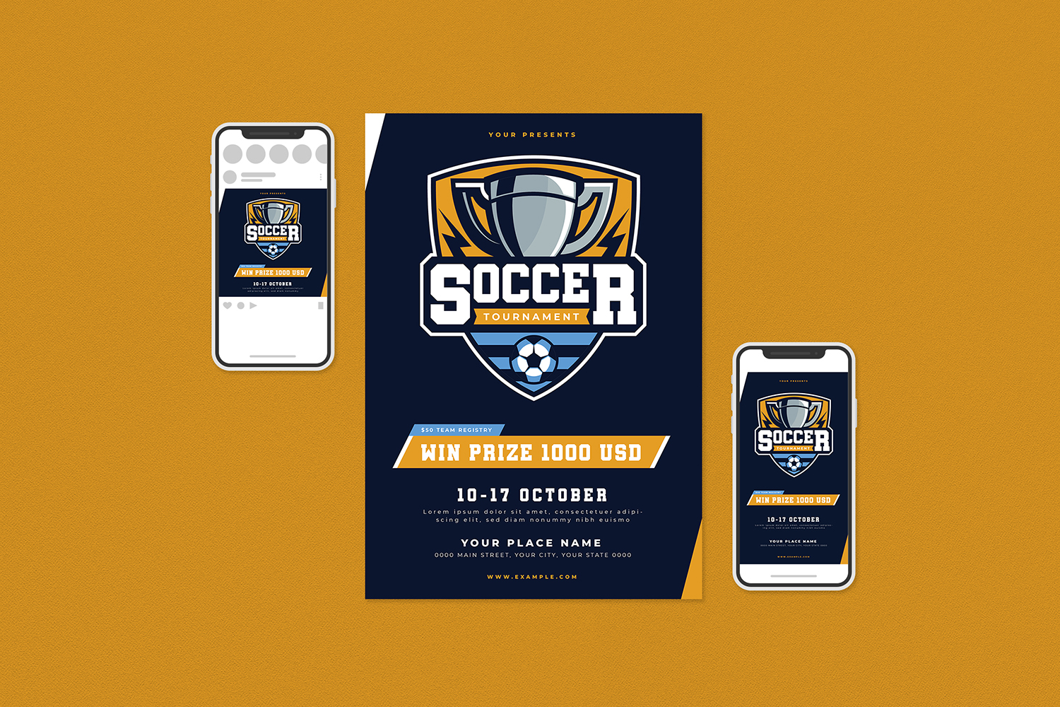 Download Фирменный стиль "Soccer Tournament Flyer Set - Corporate Identity Template" / Soccer Tournament Flyer Set - Corporate Identity Template - Фирменный стиль на тему графика chamionship,cup,event,field,flyer,football,modern,soccer,sport,stadium,trophy,winner