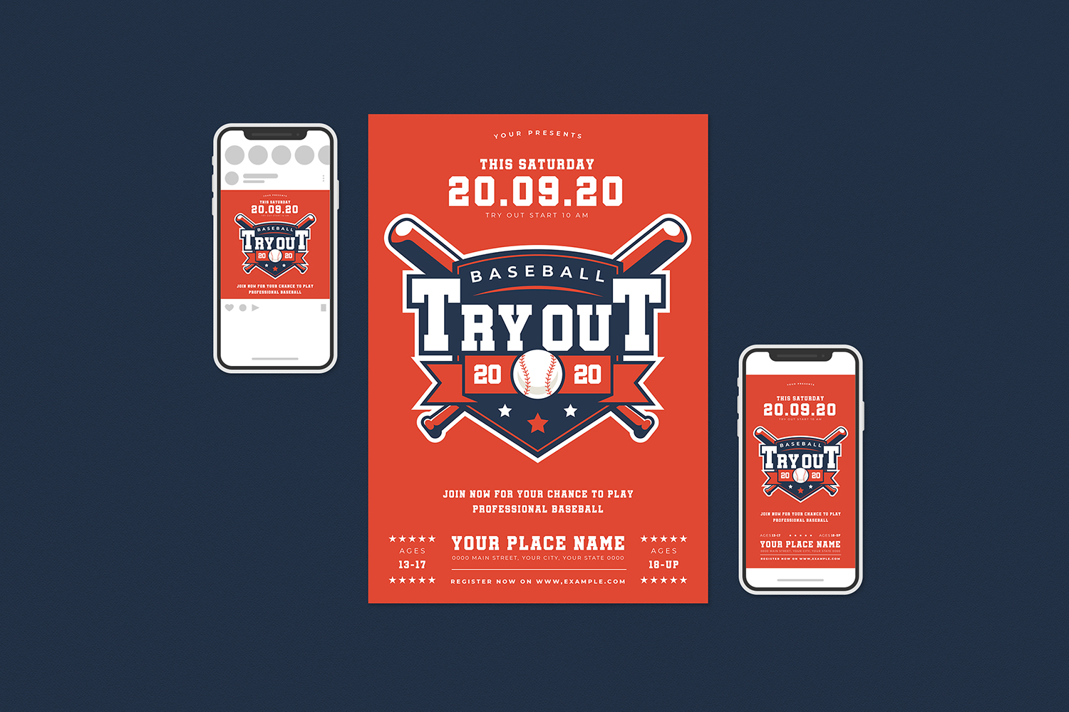Download Фирменный стиль "Baseball Tryout Flyer Set - Corporate Identity Template" / Baseball Tryout Flyer Set - Corporate Identity Template - Фирменный стиль на тему графика ad,ads,advert,baseball,camp,championship,child,children,clinic,coach,coaching,final,flyer,game,kid,kids,leaflet,league,magazine,mlb