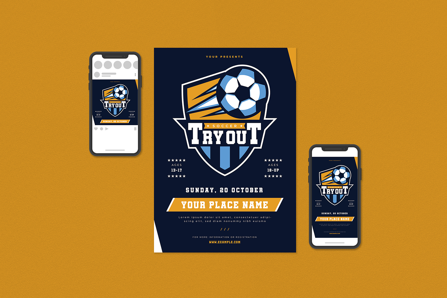 Download Фирменный стиль "Soccer TryoutFlyer Set - Corporate Identity Template" / Soccer TryoutFlyer Set - Corporate Identity Template - Фирменный стиль на тему графика academy,ad,ads,advert,ball,camp,clinic,club,coaching,field,flyer,football,game,green,kid,kids,leaflet,magazine,orlando city,pamphlet