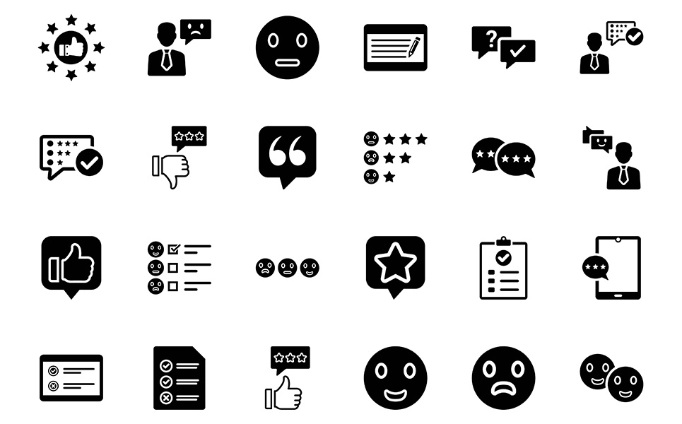 Download Набор иконок "Feedback &amp; Reviews Pack | Multipurpose Icon Set" / Feedback &amp; Reviews Pack | Multipurpose Icon Set - Набор иконок на тему графика feedback,reviews,customer,rating,positive,negative,bad,good,online,emotion,emoji,star,dislike,average,multipurpose,support,opinion,satisfaction,testimonial,recommended