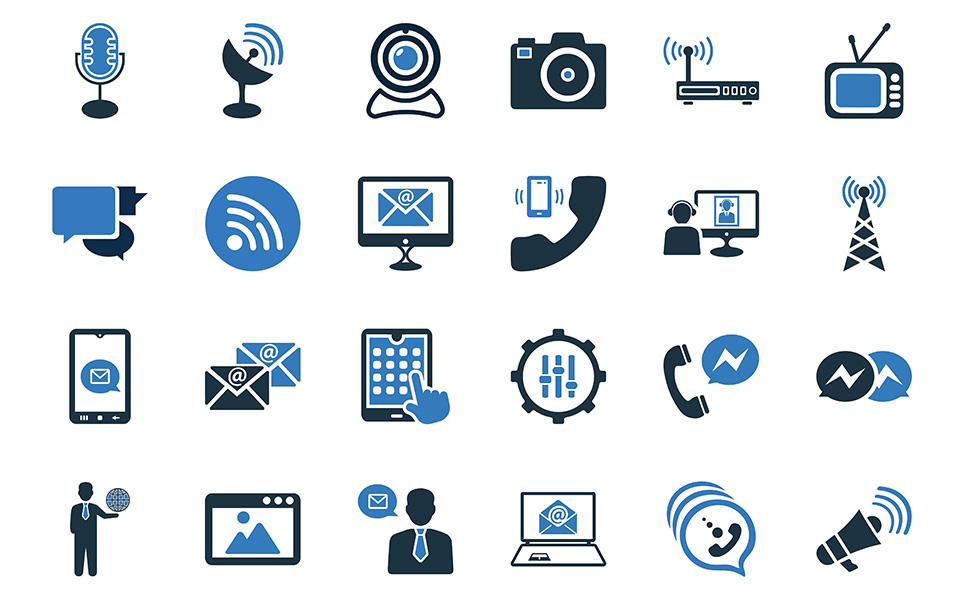 Download Набор иконок "Communication Pack | Multipurpose Vector Icon Set" / Communication Pack | Multipurpose Vector Icon Set - Набор иконок на тему графика communication,devices,contact,camera,satellite,antenna,multimedia,email,medium,tower,wireless,radio,router,rss,tv,headphone,sms,call,video conference,phone
