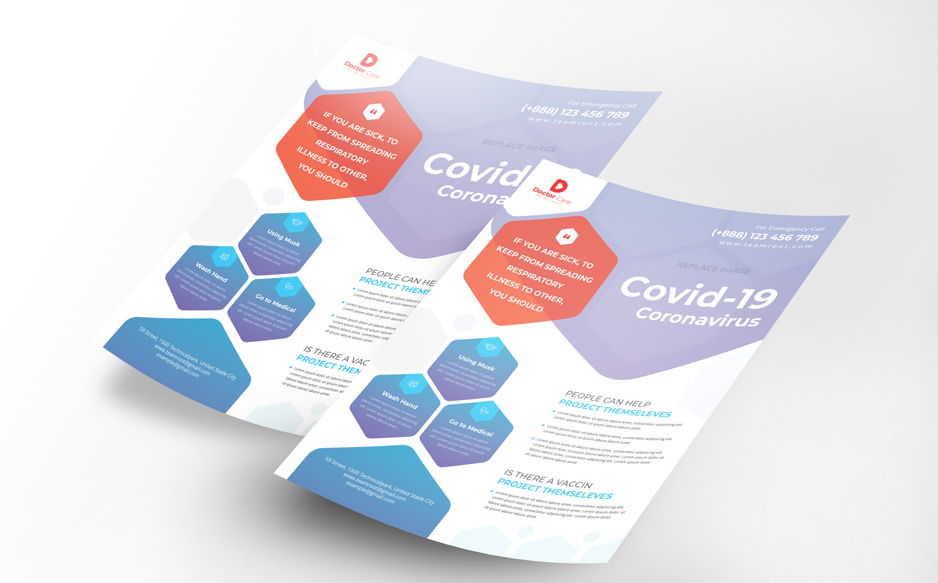 Download Фирменный стиль "Covid-19 Flyer - Corporate Identity Template" / Covid-19 Flyer - Corporate Identity Template - Фирменный стиль на тему графика flyer,coronavirous,covid19,business,medical,calpain,doctor