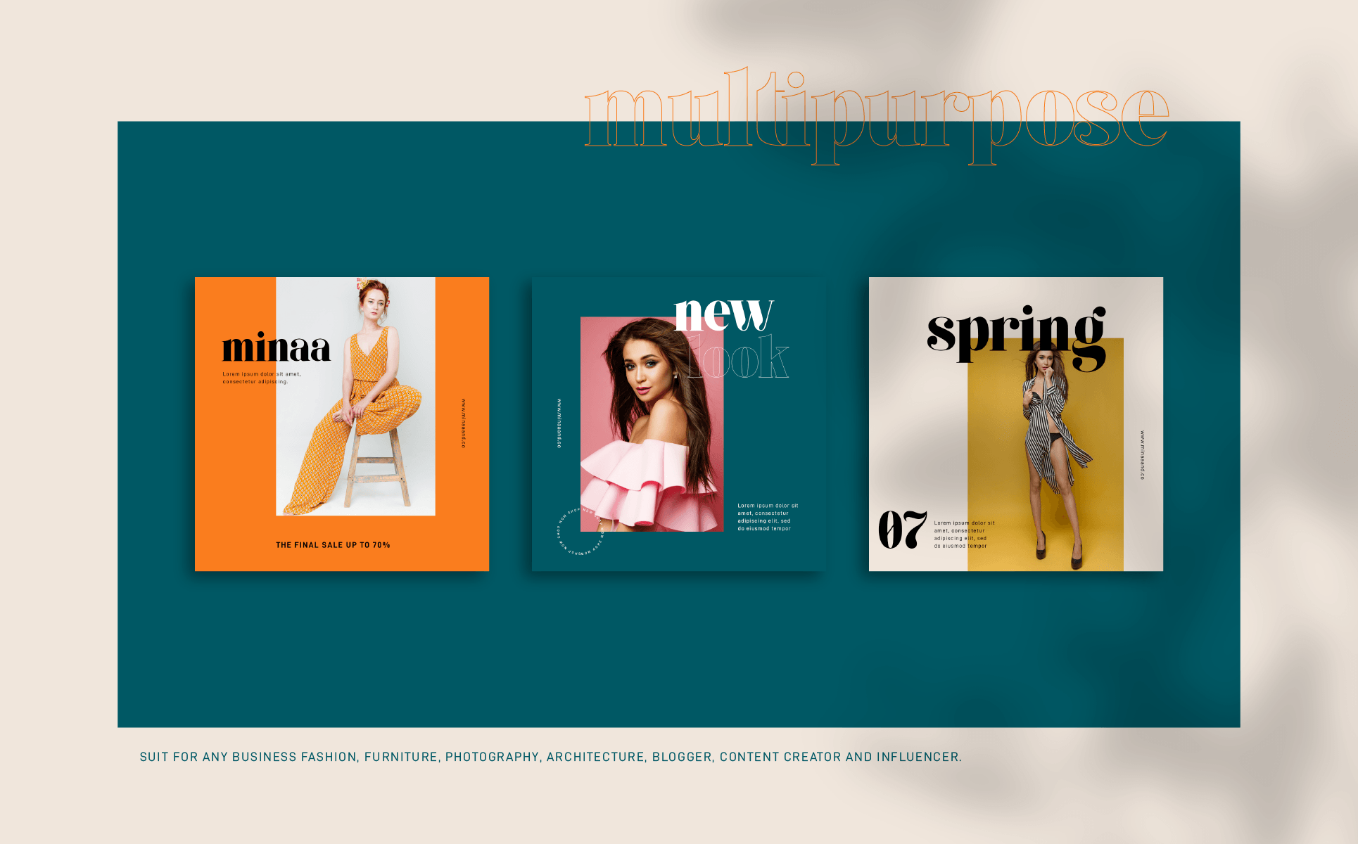 Download Шаблон для соцсетей "Minaa 50 Instagram Templates for Social Media" / Minaa 50 Instagram Templates for Social Media - Шаблон для соцсетей на тему графика fashion,furniture,architecture,blogger,content creator,influencer,cosmetic,store,multipurpose,advertisement,templates,instagram,promotion,sale,quotes,collection,brand