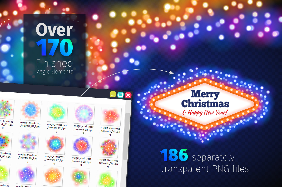 Download Vector "Magic Christmas Lights - Vector Image" / Magic Christmas Lights - Vector Image - Vector на тему графика christmas,celebration,holiday,xmas,decoration,party,vector,design,bright,winter,background,season,illustration,year,new,happy,glitter,merry,brushes,greeting