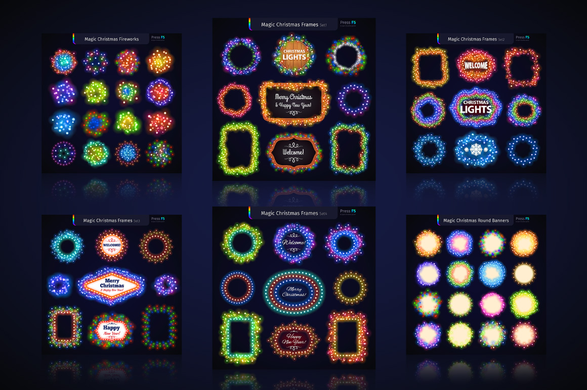 Download Vector "Magic Christmas Lights - Vector Image" / Magic Christmas Lights - Vector Image - Vector на тему графика christmas,celebration,holiday,xmas,decoration,party,vector,design,bright,winter,background,season,illustration,year,new,happy,glitter,merry,brushes,greeting