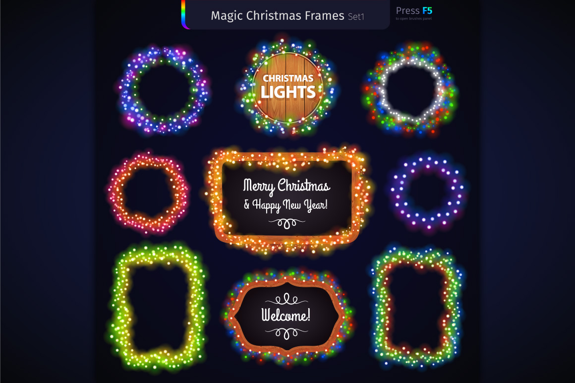 Download Vector "Magic Christmas Lights - Vector Image" / Magic Christmas Lights - Vector Image - Vector на тему графика christmas,celebration,holiday,xmas,decoration,party,vector,design,bright,winter,background,season,illustration,year,new,happy,glitter,merry,brushes,greeting