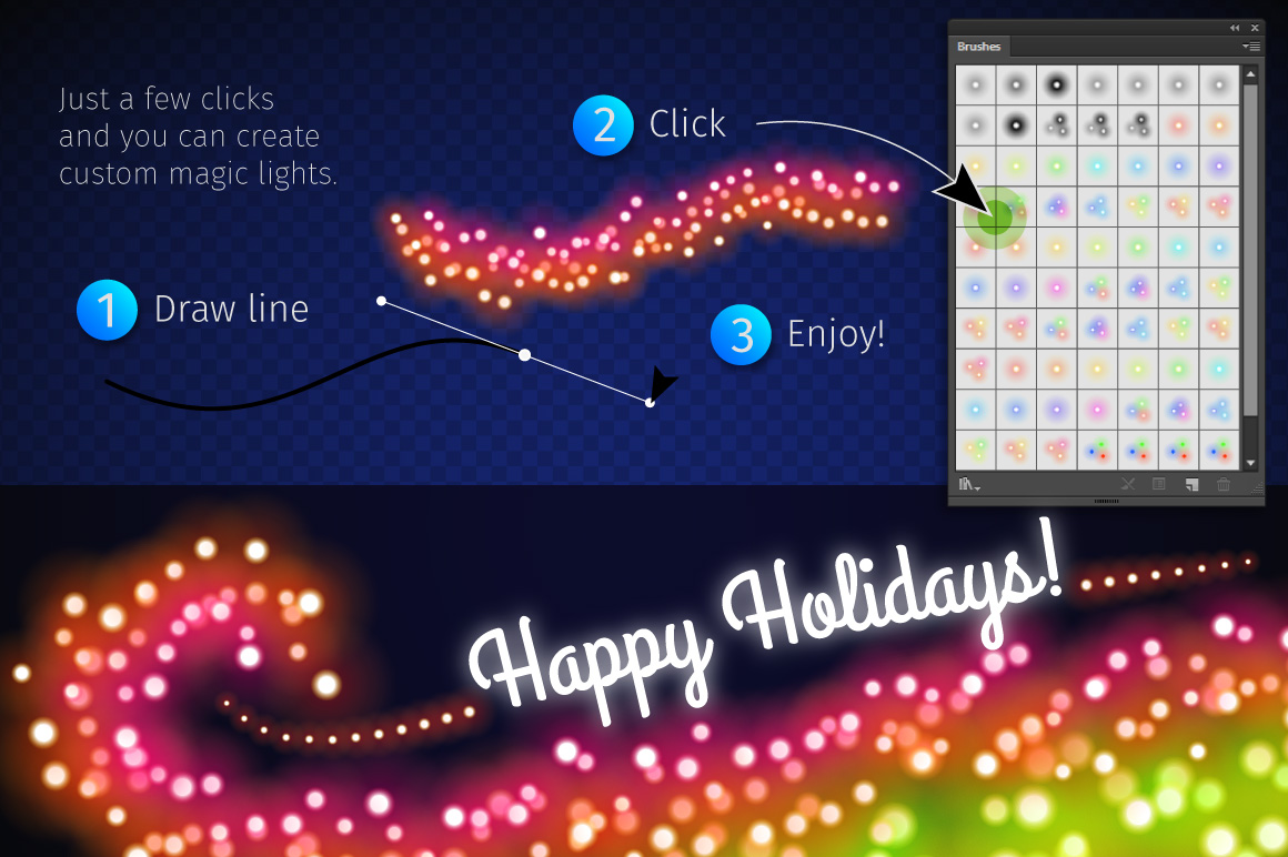 Download Vector "Magic Christmas Lights - Vector Image" / Magic Christmas Lights - Vector Image - Vector на тему графика christmas,celebration,holiday,xmas,decoration,party,vector,design,bright,winter,background,season,illustration,year,new,happy,glitter,merry,brushes,greeting