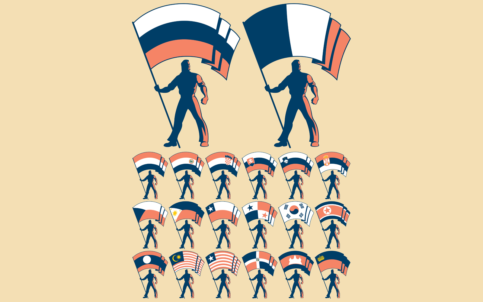 Download Иллюстрация "Flag Bearer 3 - Illustration" / Flag Bearer 3 - Illustration - Иллюстрация на тему графика flag,standard,banner,ensign,bearer,man,silhouette,russia,france,serbia,czech republic,slovakia,slovenia,croatia,netherlands,chile,paraguay,malaysia