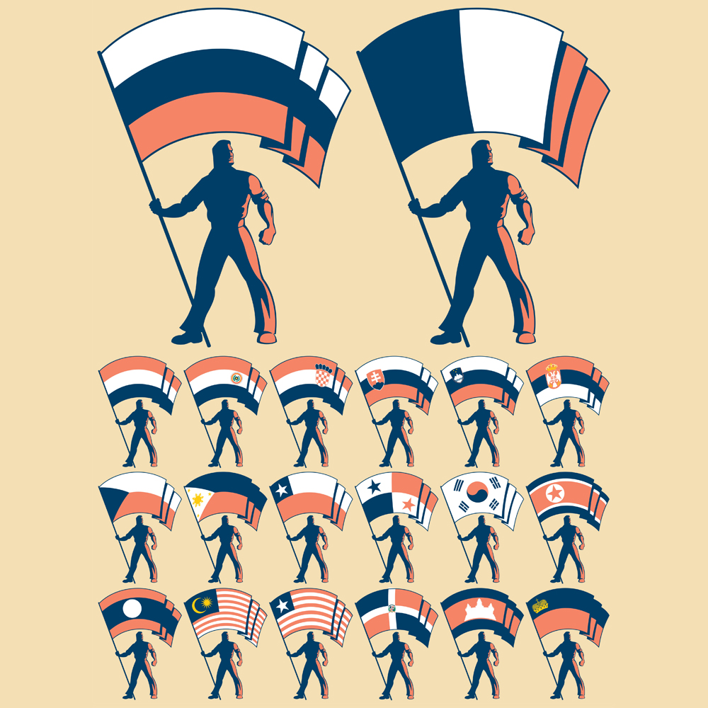 Download Иллюстрация "Flag Bearer 3 - Illustration" / Flag Bearer 3 - Illustration - Иллюстрация на тему графика flag,standard,banner,ensign,bearer,man,silhouette,russia,france,serbia,czech republic,slovakia,slovenia,croatia,netherlands,chile,paraguay,malaysia