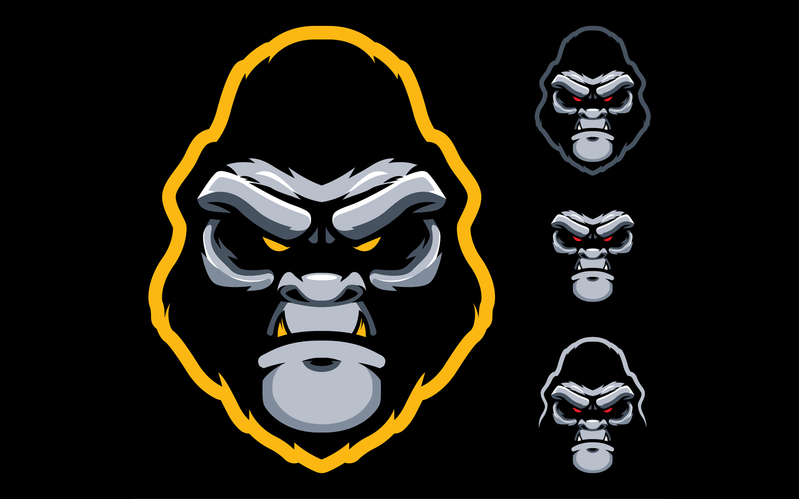 Download Иллюстрация "Gorilla Face Mascot - Illustration" / Gorilla Face Mascot - Illustration - Иллюстрация на тему графика mascot,gorilla,ape,monkey,head,face,sport,esport,team,animal,symbol,sign,logo,tournament,competition,championship,league,icon,aggressive,wild