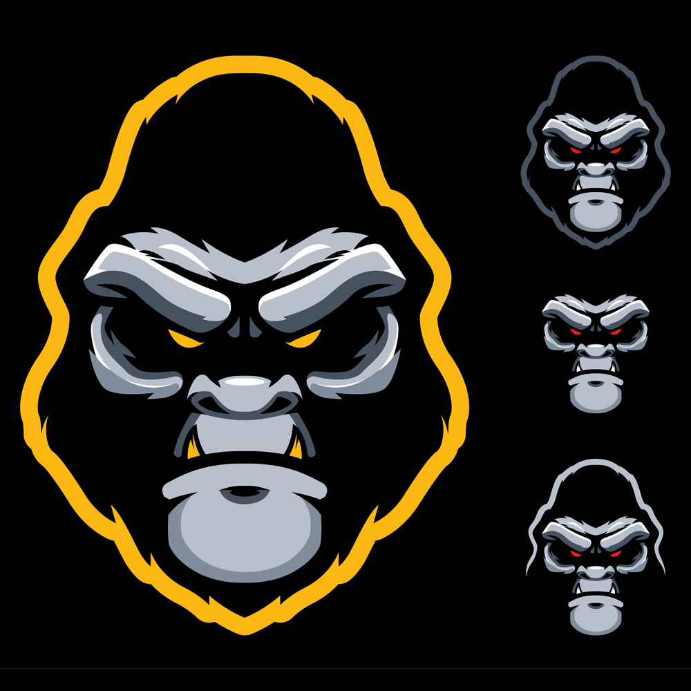 Download Иллюстрация "Gorilla Face Mascot - Illustration" / Gorilla Face Mascot - Illustration - Иллюстрация на тему графика mascot,gorilla,ape,monkey,head,face,sport,esport,team,animal,symbol,sign,logo,tournament,competition,championship,league,icon,aggressive,wild