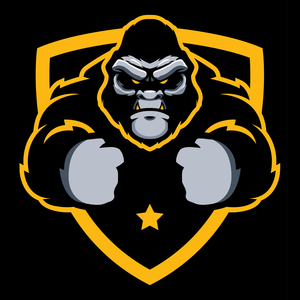 Download Иллюстрация "Gorilla Gym Mascot - Illustration" / Gorilla Gym Mascot - Illustration - Иллюстрация на тему графика mascot,gorilla,ape,monkey,sport,animal,symbol,sign,logo,icon,gym,fitness,bodybuilding,competition,muscle,muscular,fit,aggressive,wild,strong