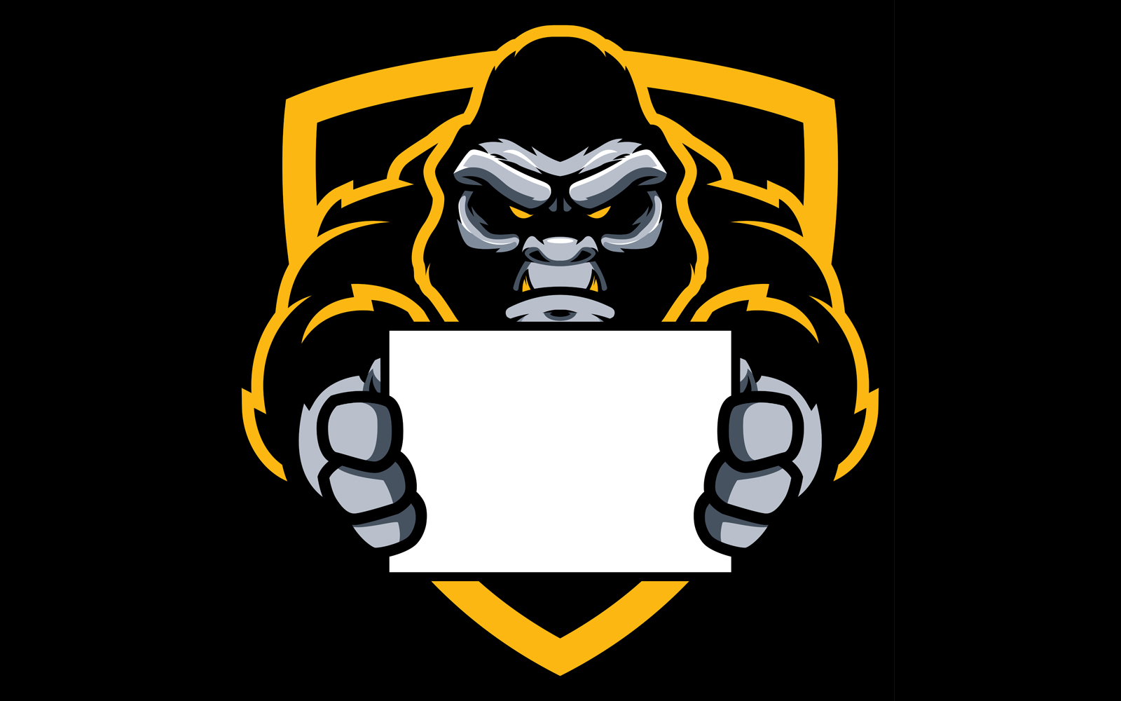 Download Иллюстрация "Gorilla Sign Mascot - Illustration" / Gorilla Sign Mascot - Illustration - Иллюстрация на тему графика mascot,gorilla,ape,monkey,sport,team,animal,symbol,sign,logo,copy space,copyspace,empty,blank,space,holding,icon,aggressive,wild,strong