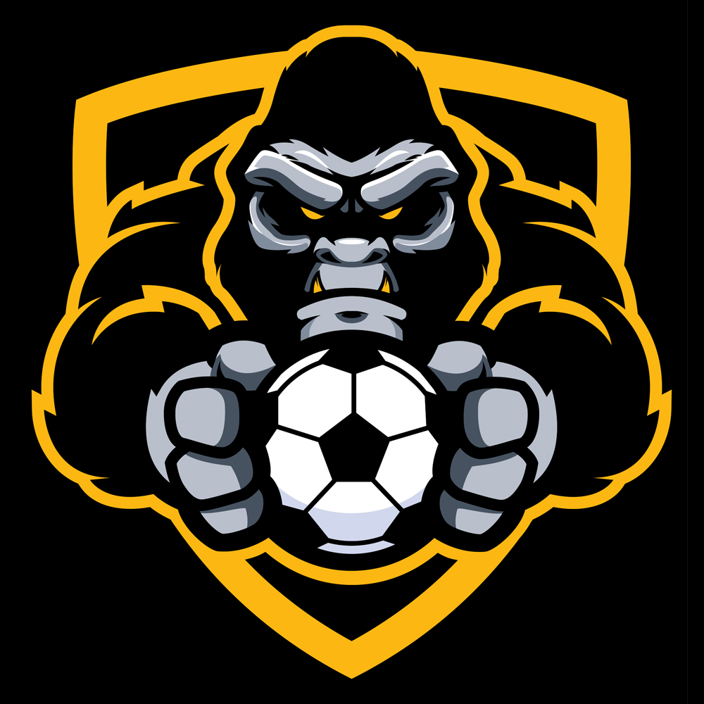 Download Иллюстрация "Gorilla Football Soccer Mascot - Illustration" / Gorilla Football Soccer Mascot - Illustration - Иллюстрация на тему графика mascot,gorilla,ape,monkey,sport,team,animal,symbol,sign,logo,football,soccer,ball,holding,league,icon,aggressive,wild,strong,tough
