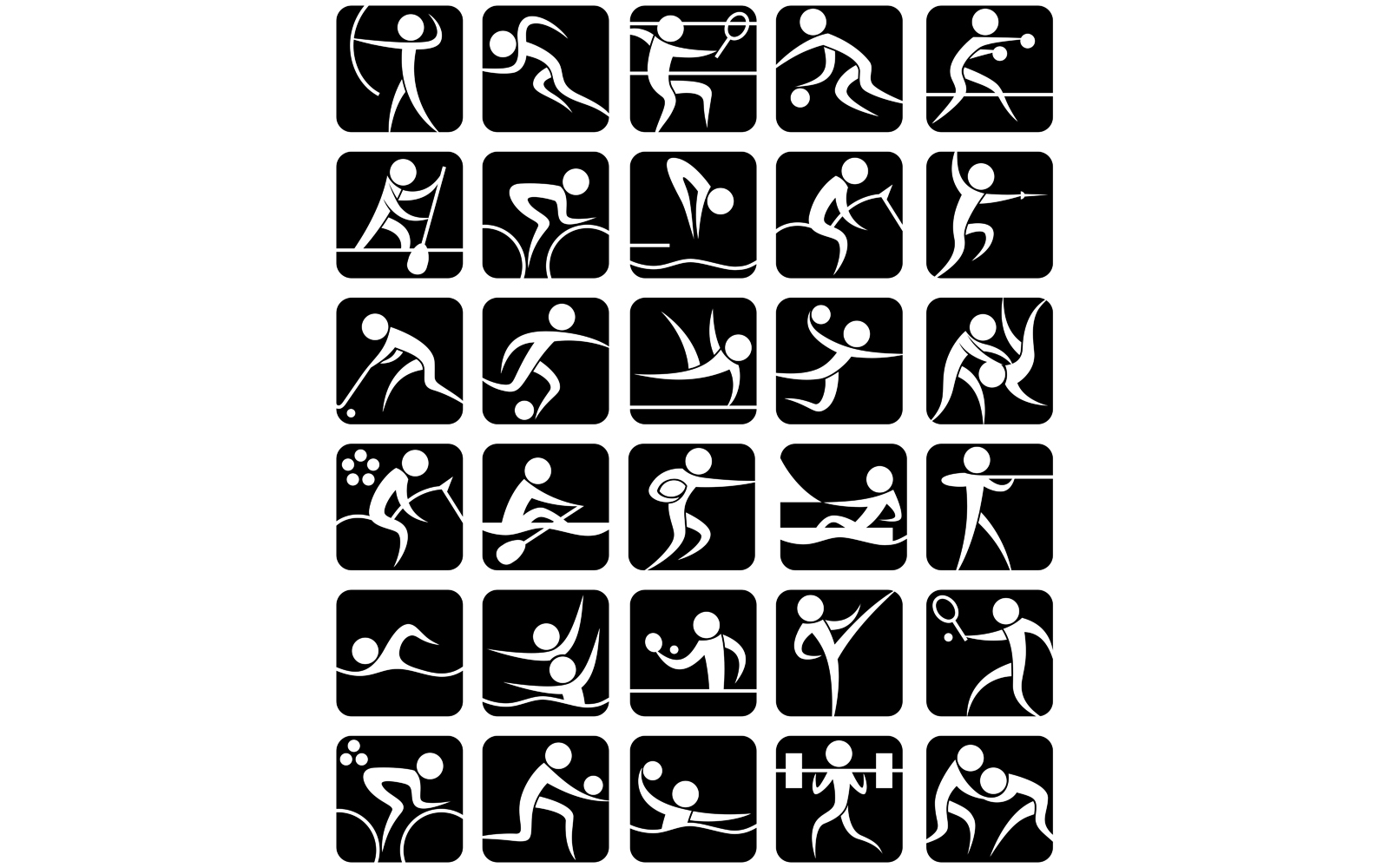 Download Иллюстрация "Summer Sports Symbols - Illustration" / Summer Sports Symbols - Illustration - Иллюстрация на тему графика olympic,olympiad,games,sports,summer,symbol,pictogram,sign,icon,set,pack,group,vector,illustration,abstract,isolated,white,black,background,athletics