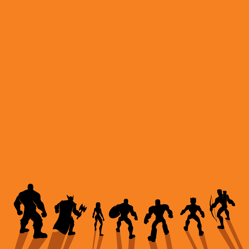 Download Иллюстрация "Super Team Back - Illustration" / Super Team Back - Illustration - Иллюстрация на тему графика team,group,league,alliance,party,squad,avenger,superhero,super,hero,heroine,woman,girl,female,man,male,silhouette,back,power,comic book