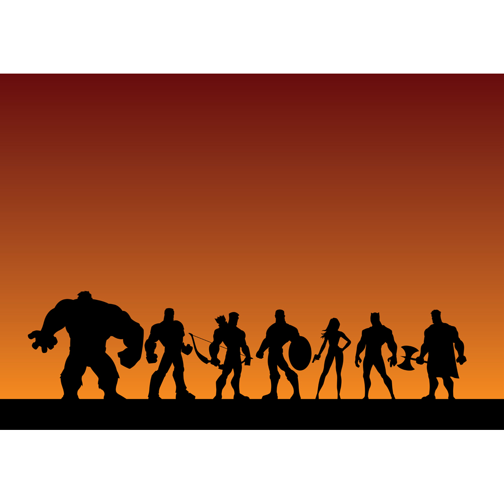 Download Иллюстрация "Super Team - Illustration" / Super Team - Illustration - Иллюстрация на тему графика team,group,league,alliance,party,squad,avenger,superhero,super,hero,heroine,woman,girl,female,man,male,silhouette,power,comic book,cartoon