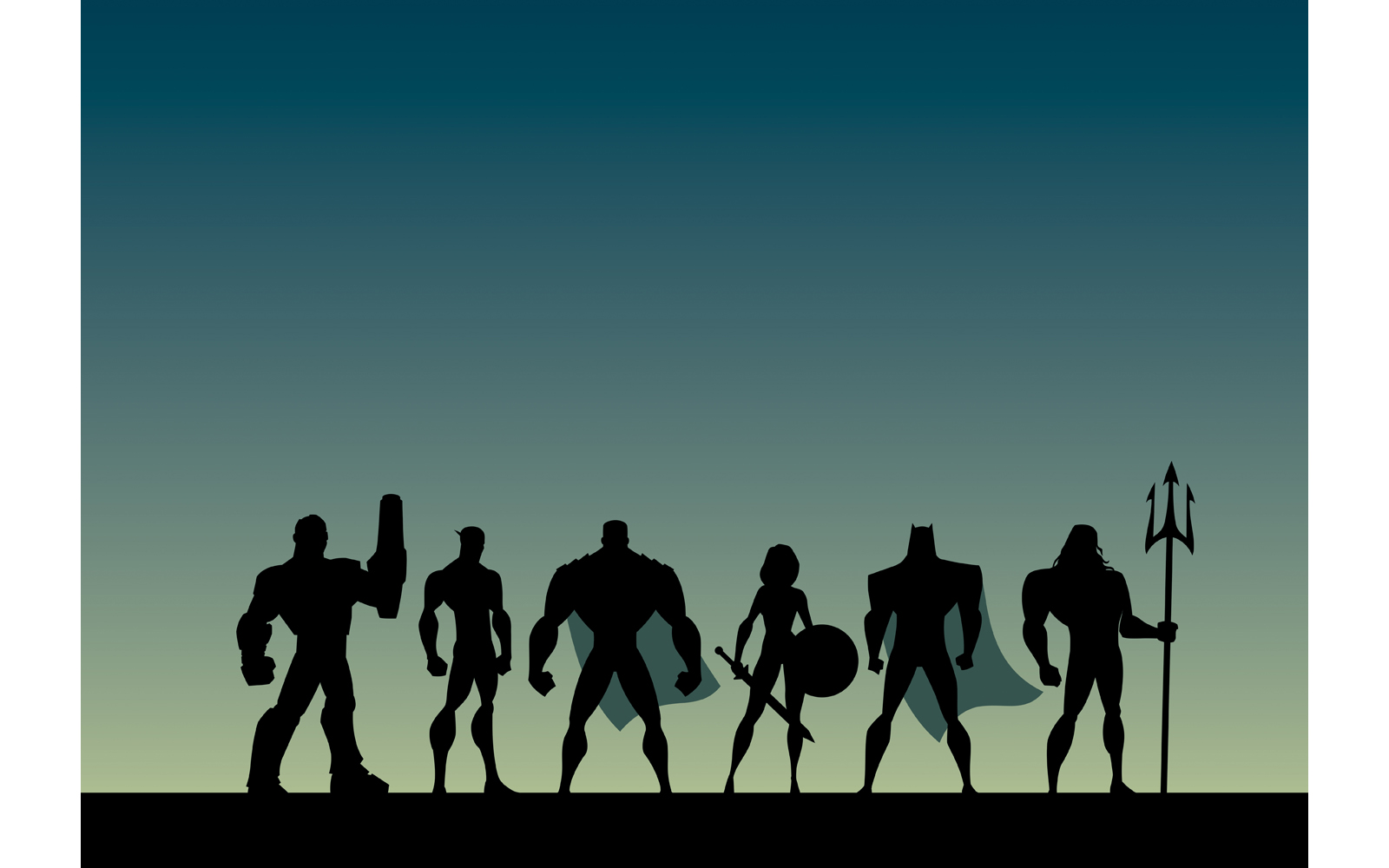 Download Иллюстрация "Super Team 2 - Illustration" / Super Team 2 - Illustration - Иллюстрация на тему графика team,group,league,alliance,party,squad,avenger,justice,superhero,super,hero,heroine,woman,girl,female,man,male,silhouette,power,comic book