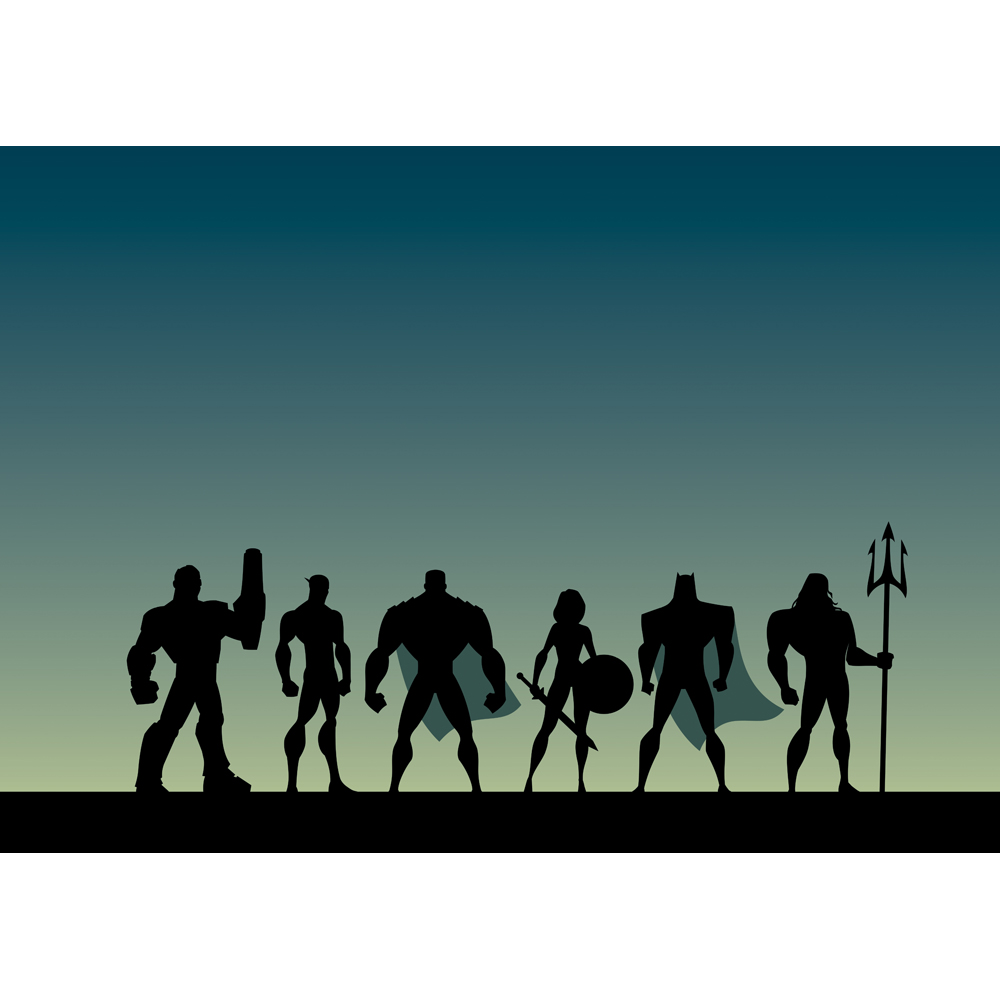 Download Иллюстрация "Super Team 2 - Illustration" / Super Team 2 - Illustration - Иллюстрация на тему графика team,group,league,alliance,party,squad,avenger,justice,superhero,super,hero,heroine,woman,girl,female,man,male,silhouette,power,comic book