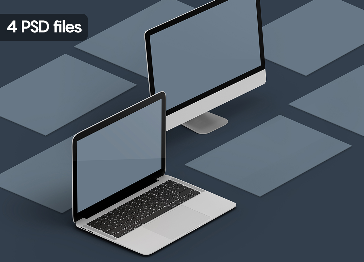 Download Мокап для продукта "Isometric Website Screens 3.0 product mockup" / Isometric Website Screens 3.0 product mockup - Мокап для продукта на тему графика isometric,website mockup,perspective mockup,website screen,isometric device,device mockup,imac,macbook,psd,website presentation