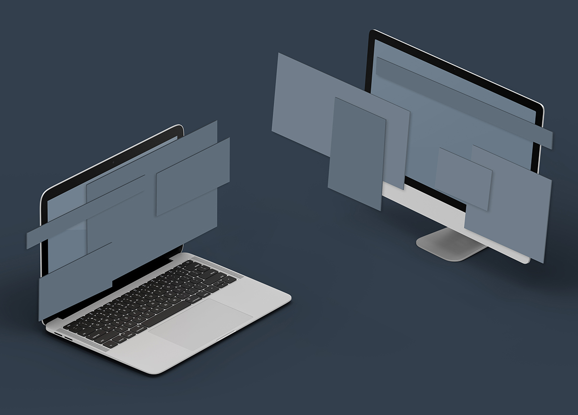 Download Мокап для продукта "Isometric Website Screens 8.0 product mockup" / Isometric Website Screens 8.0 product mockup - Мокап для продукта на тему графика isometric,website presentation,website mockup,presentation mockup,psd mockup,devices,realistic mockup,mockup screens,imac,macbook,apple mockup