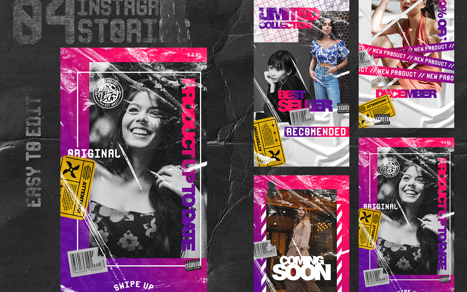 Download Шаблон для соцсетей "Pinkyple Instagram Template for Social Media" / Pinkyple Instagram Template for Social Media - Шаблон для соцсетей на тему графика instagram,instagram post,instagram feed,instagram stories,instagram bundle,instagram pack,media social,media social pack,media social bundle,facebook,cover