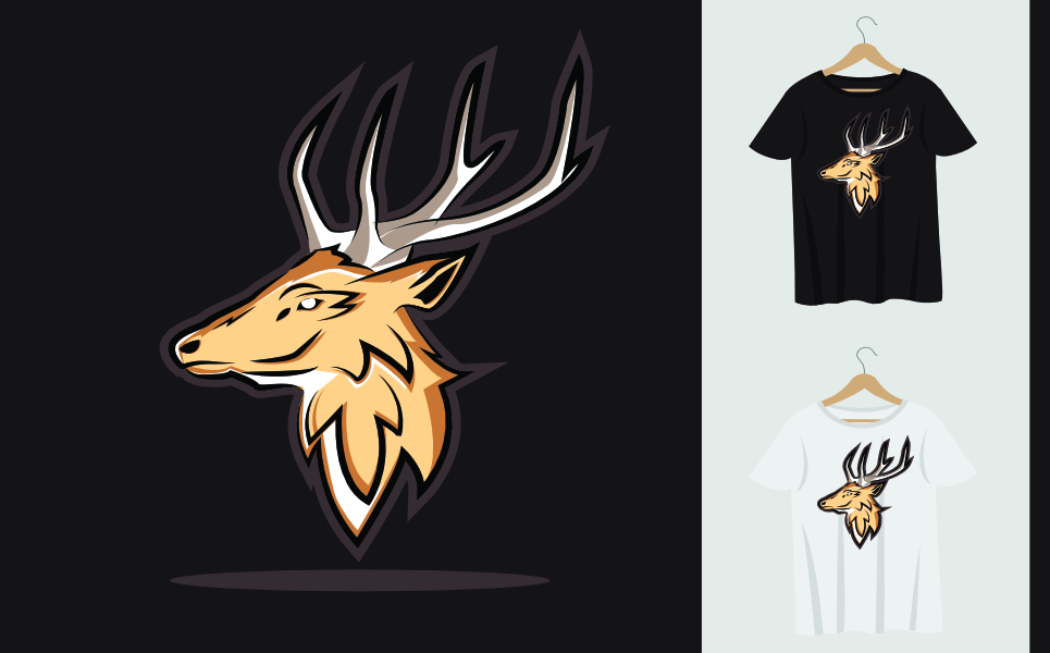 Download Шаблон логотипа "Deer Mascot Design Graphic Logo Template" / Deer Mascot Design Graphic Logo Template - Шаблон логотипа на тему графика t shirt,cartoon,shirt,clothes,branding,illustration,mascot,gaming,wear,apparel,brothel,animal,e sport,sport,logo,design,technology,digital,team,deer