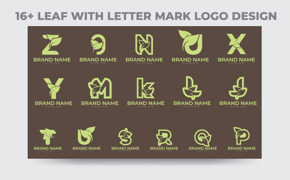 Download Шаблон логотипа "16+ Letter Mark Logo Template" / 16+ Letter Mark Logo Template - Шаблон логотипа на тему графика leaf,symbol,logo,vector,letter,icon,eco,unusual,nature,abstract,alphabet,natural,green,template,typography,logotype,design,emblem,graphic,art
