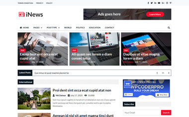 iNews - Responsive Newspaper HTML Website Template #110671
