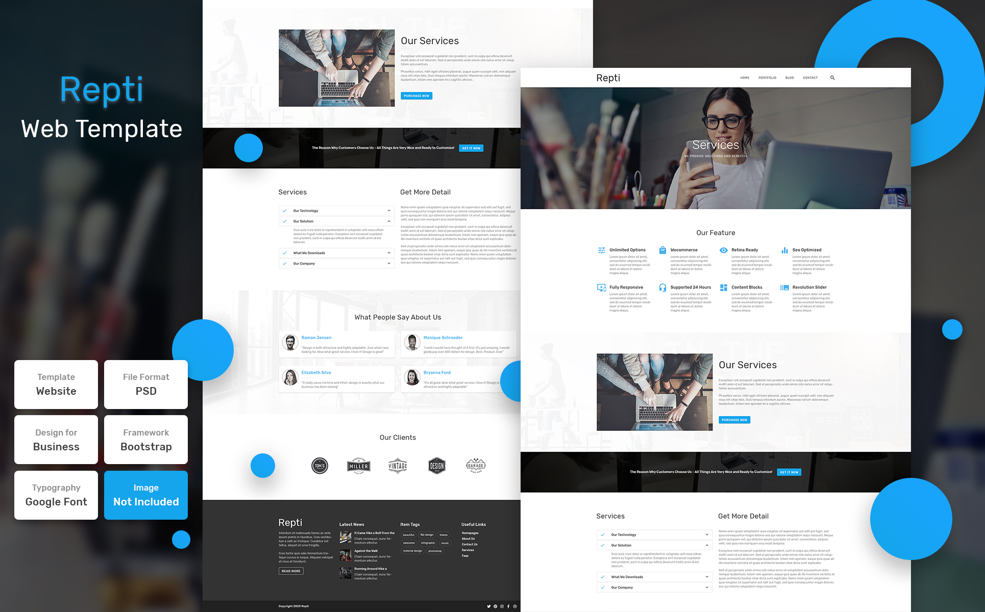 Download PSD шаблон "Repti - Business Material PSD Template" / Repti - Business Material PSD Template - PSD шаблон на тему графика design,template,web,website,web design,landing page,page,web template,landing,business,marketing,digital,seo,blog,portfolio,services,responsive,theme