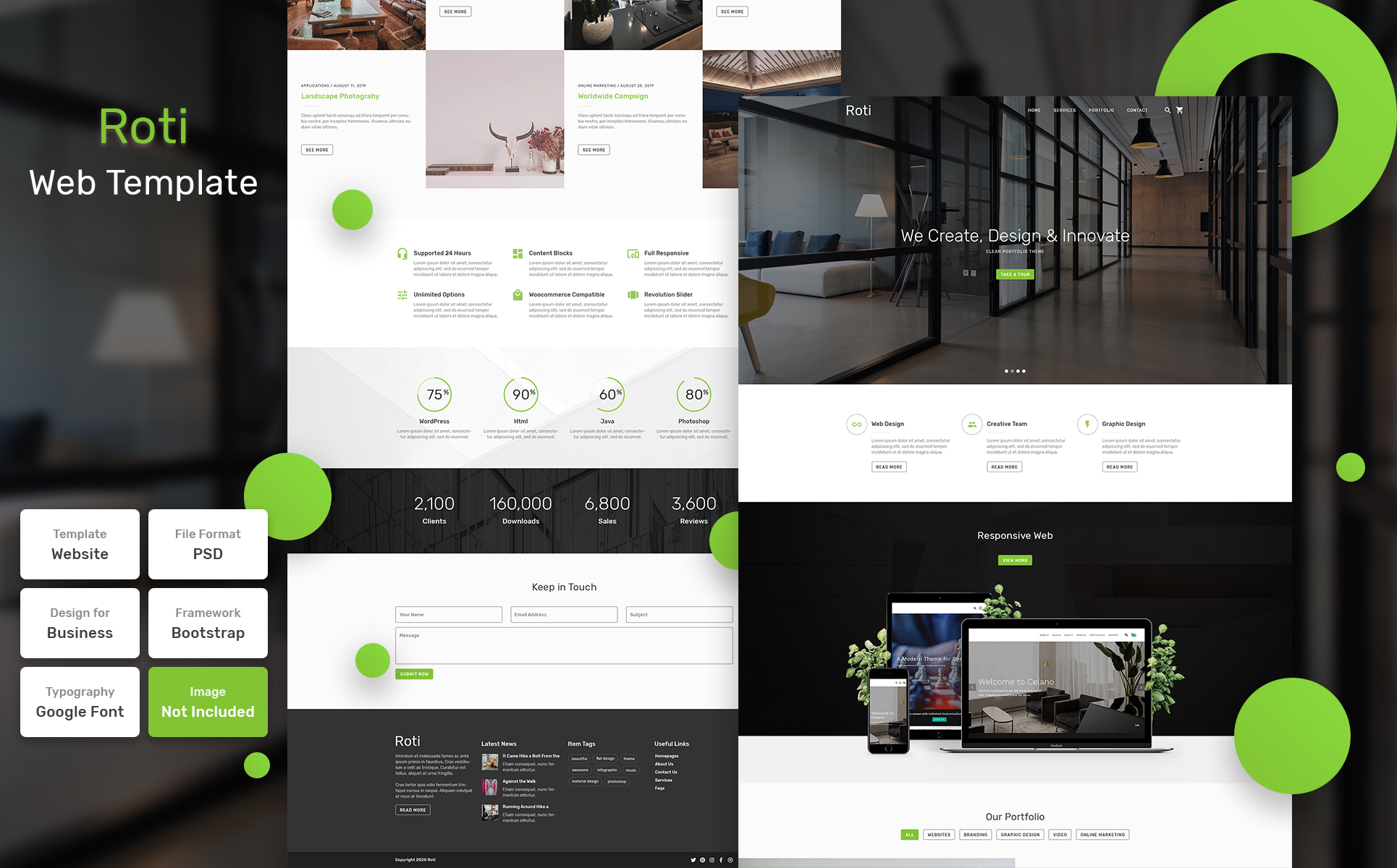Download PSD шаблон "Roti - Business Material PSD Template" / Roti - Business Material PSD Template - PSD шаблон на тему графика design,template,web,website,web design,landing page,page,web template,landing,business,marketing,digital,seo,blog,portfolio,services,responsive,theme