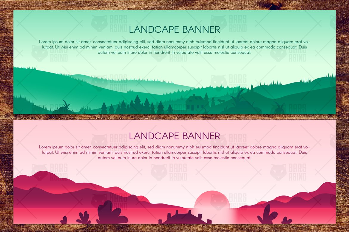 Download Vector "Panorama Landscapes Set - Vector Image" / Panorama Landscapes Set - Vector Image - Vector на тему графика modern,illustration,design,template,decorative,beautiful,contemporary,nature,vector,old,minimalist,art,color,sunshine,real,sun,abstract,sunset,sunrise,travel,style,flat,business,green,tree,bl