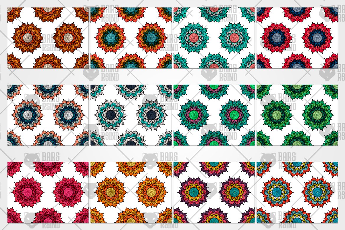 Download Pattern "240 Mandala Seamless Bundle Pattern" / 240 Mandala Seamless Bundle Pattern - Pattern на тему графика wedding,invitation,card,vintage,hand-drawn,illustration,bundle,design,template,retro,greeting,blog,packaging,fashion,elements,decorative,ornamental,vector,floral,clothing,boho,texture,fabric,