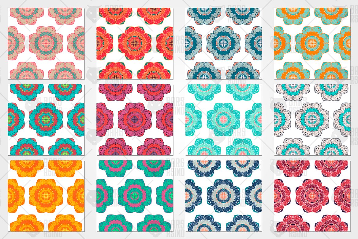 Download Pattern "240 Mandala Seamless Bundle Pattern" / 240 Mandala Seamless Bundle Pattern - Pattern на тему графика wedding,invitation,card,vintage,hand-drawn,illustration,bundle,design,template,retro,greeting,blog,packaging,fashion,elements,decorative,ornamental,vector,floral,clothing,boho,texture,fabric,