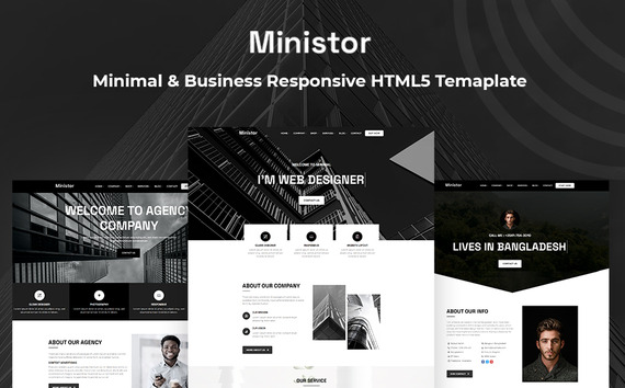 Ministor - Minimal & Business Responsive HTML5 Website Template #181940