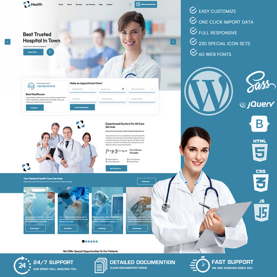 Health - Doctor & Hospital Health WordPress Theme #287867