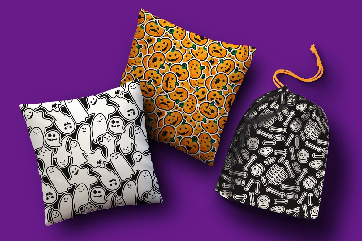 Download Pattern "Stylish Halloween Seamless  s Set Pattern" / Stylish Halloween Seamless  s Set Pattern - Pattern на тему графика fun,vintage,illustration,design,sign,greeting,nature,party,autumn,vector,simple,texture,fabric,art,comic,happy,holiday,ornament,body,orange,season,decoration,background,black,white,graphic,gi