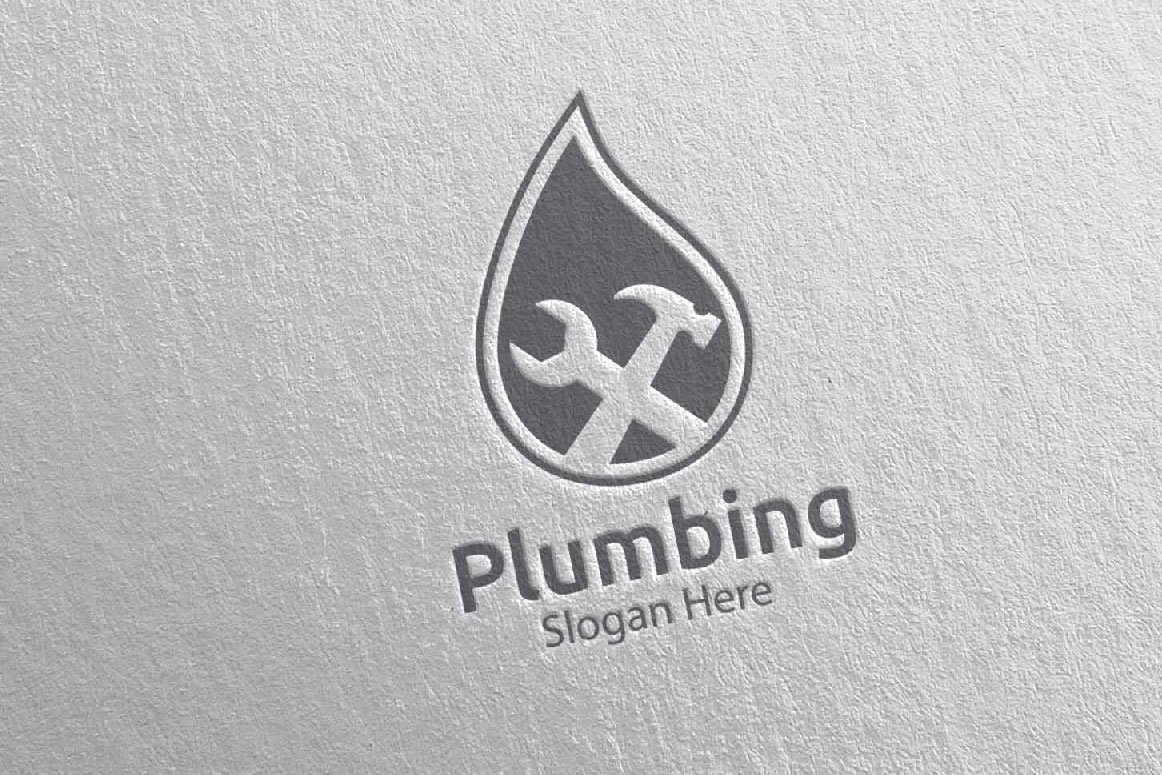 Download Шаблон логотипа "Plumbing with Water and Fix Home Concept 25 Logo Template" / Plumbing with Water and Fix Home Concept 25 Logo Template - Шаблон логотипа на тему графика plumb,plumbing,plumber,drop,fix,handyman,home,house,repair,sanitary,toilet,water,logo,tools,cleaning,pipe,repairman,solution,tool,gas
