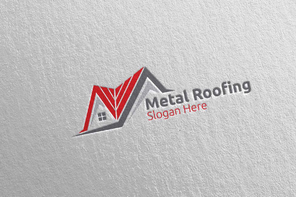 Download Шаблон логотипа "Real Estate Metal Roofing 6 Logo Template" / Real Estate Metal Roofing 6 Logo Template - Шаблон логотипа на тему графика metal,roofing,logo,real estate,aluminium,zinc,galvalume,property,renovation,repair,construction,contractor,fix,handyman,architecture,screw,steel,coated,tile