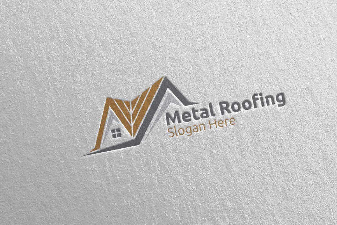 Download Шаблон логотипа "Real Estate Metal Roofing 6 Logo Template" / Real Estate Metal Roofing 6 Logo Template - Шаблон логотипа на тему графика metal,roofing,logo,real estate,aluminium,zinc,galvalume,property,renovation,repair,construction,contractor,fix,handyman,architecture,screw,steel,coated,tile