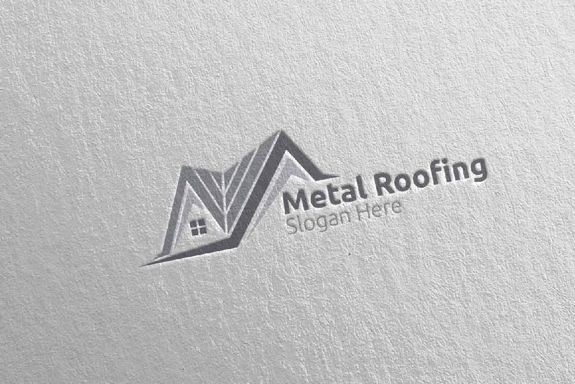 Download Шаблон логотипа "Real Estate Metal Roofing 6 Logo Template" / Real Estate Metal Roofing 6 Logo Template - Шаблон логотипа на тему графика metal,roofing,logo,real estate,aluminium,zinc,galvalume,property,renovation,repair,construction,contractor,fix,handyman,architecture,screw,steel,coated,tile